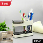 Top view of toothbrush and toothpaste organizer