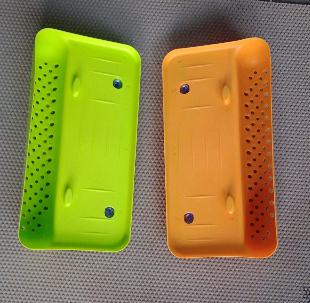 Front view of the Garth sink drainer shelf, highlighting its durable plastic construction.