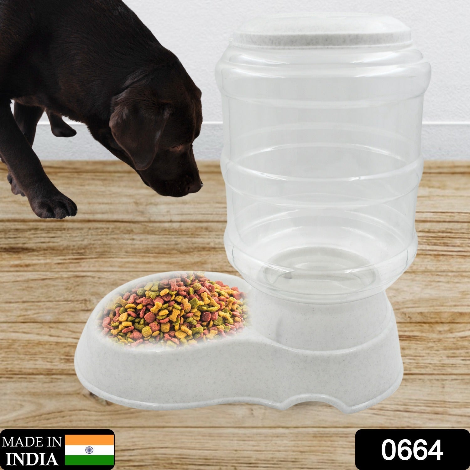 Gravity self-dispensing pet feeder for easy, continuous food supply for dogs and cats