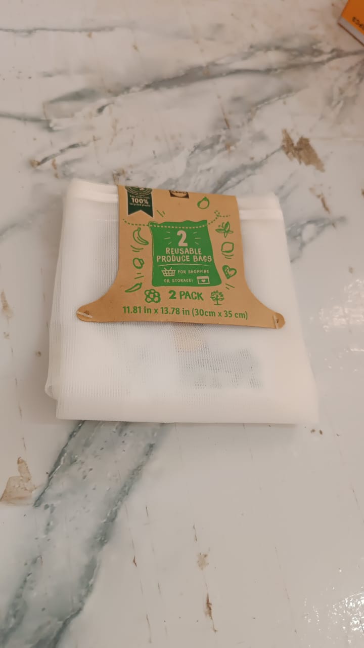 Compact reusable mesh produce bag designed for environmentally friendly shopping