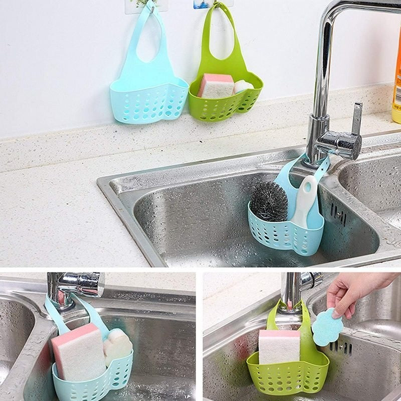 Drainage basket for kitchen and bathroom essentials, shown in use.