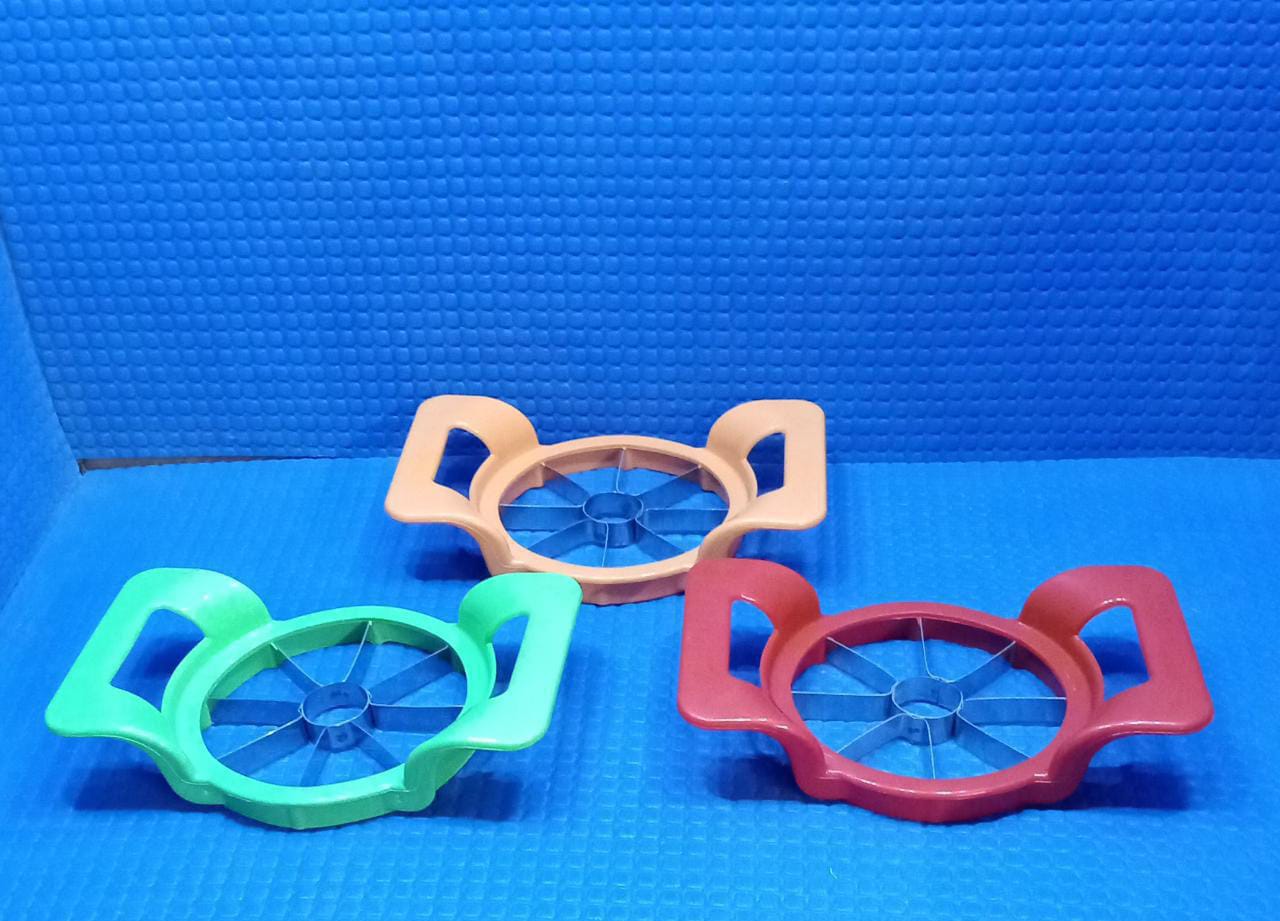 Side view of the multi-color Apple Cutter, showcasing its sturdy construction and ease of handling.