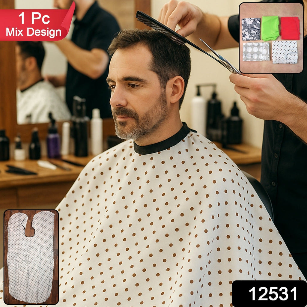 Salon towel displayed beside hair cutting cape used in salons and homes