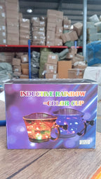 Full view of the heart-shaped blinking LED cup with its captivating light display.