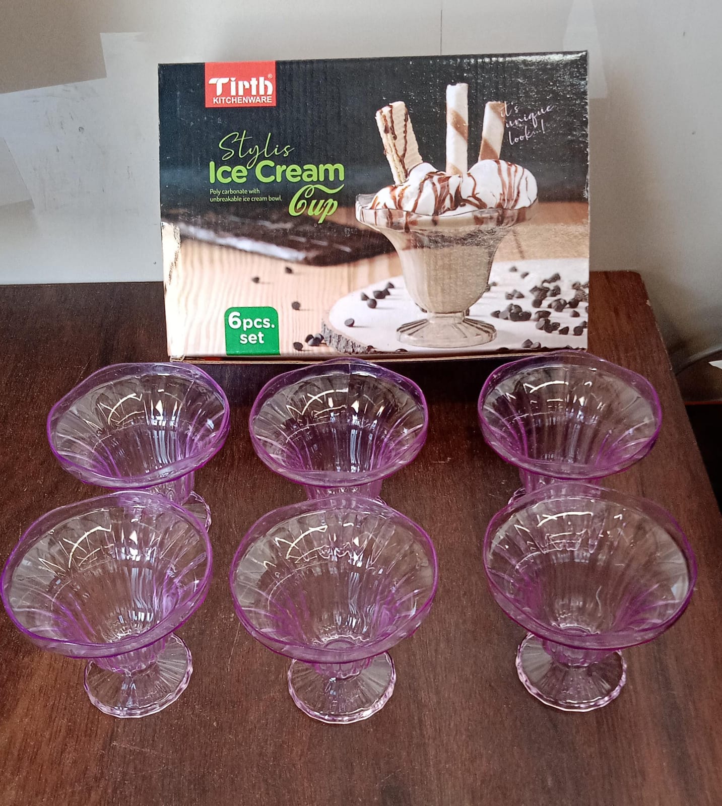 A lifestyle shot of the plastic ice cream bowls used for a festive gathering.