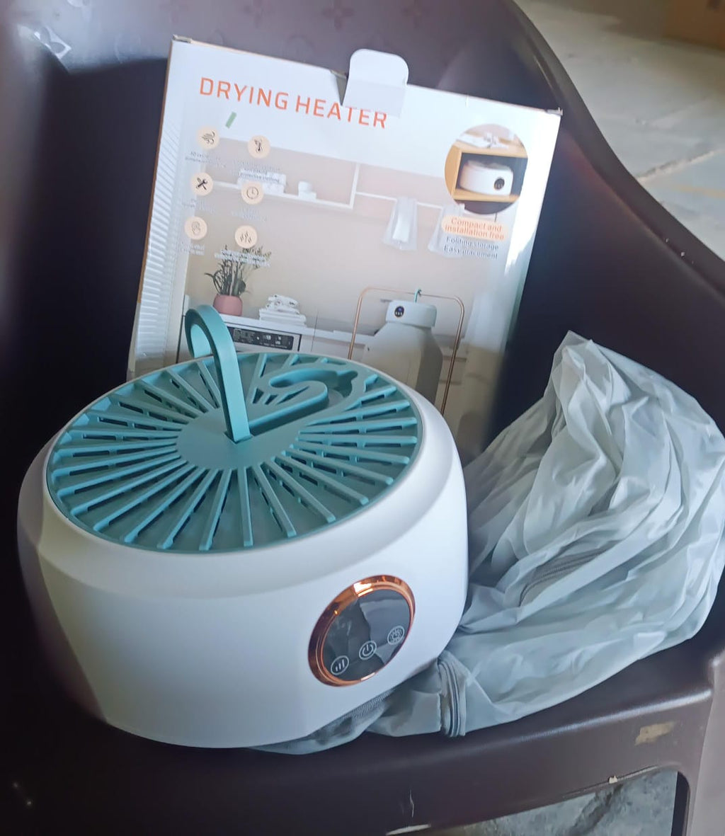 Portable clothes dryer folded neatly for easy storage