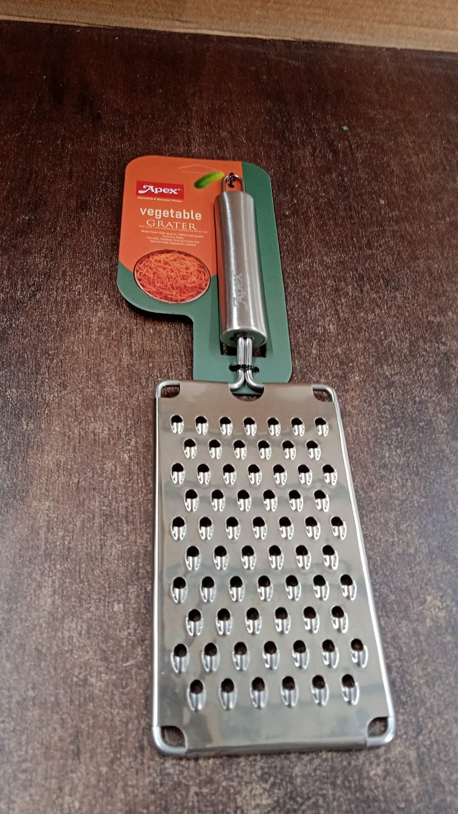 Packaged Apex stainless steel vegetable grater ready for sale