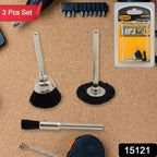Versatile 3-piece Brass Wire Wheels set showcasing T, Pen, and Bowl shapes.