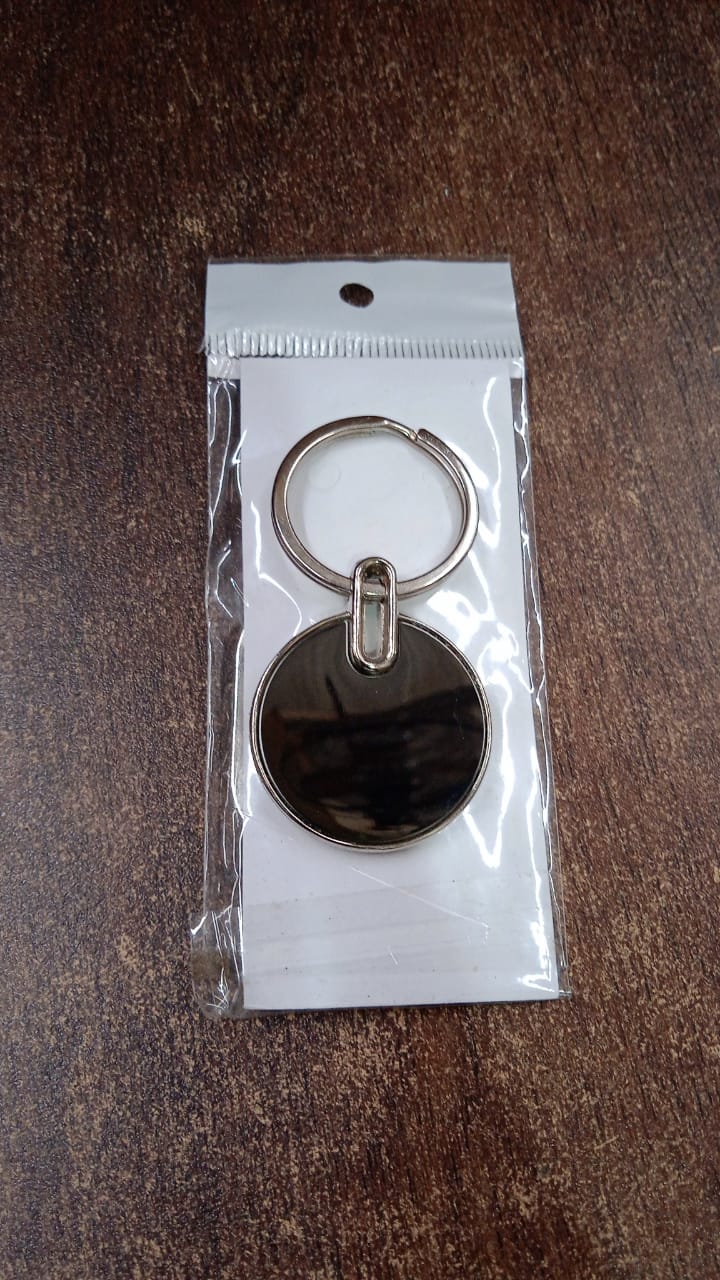 Simple black round metal keychain accessory for everyday use