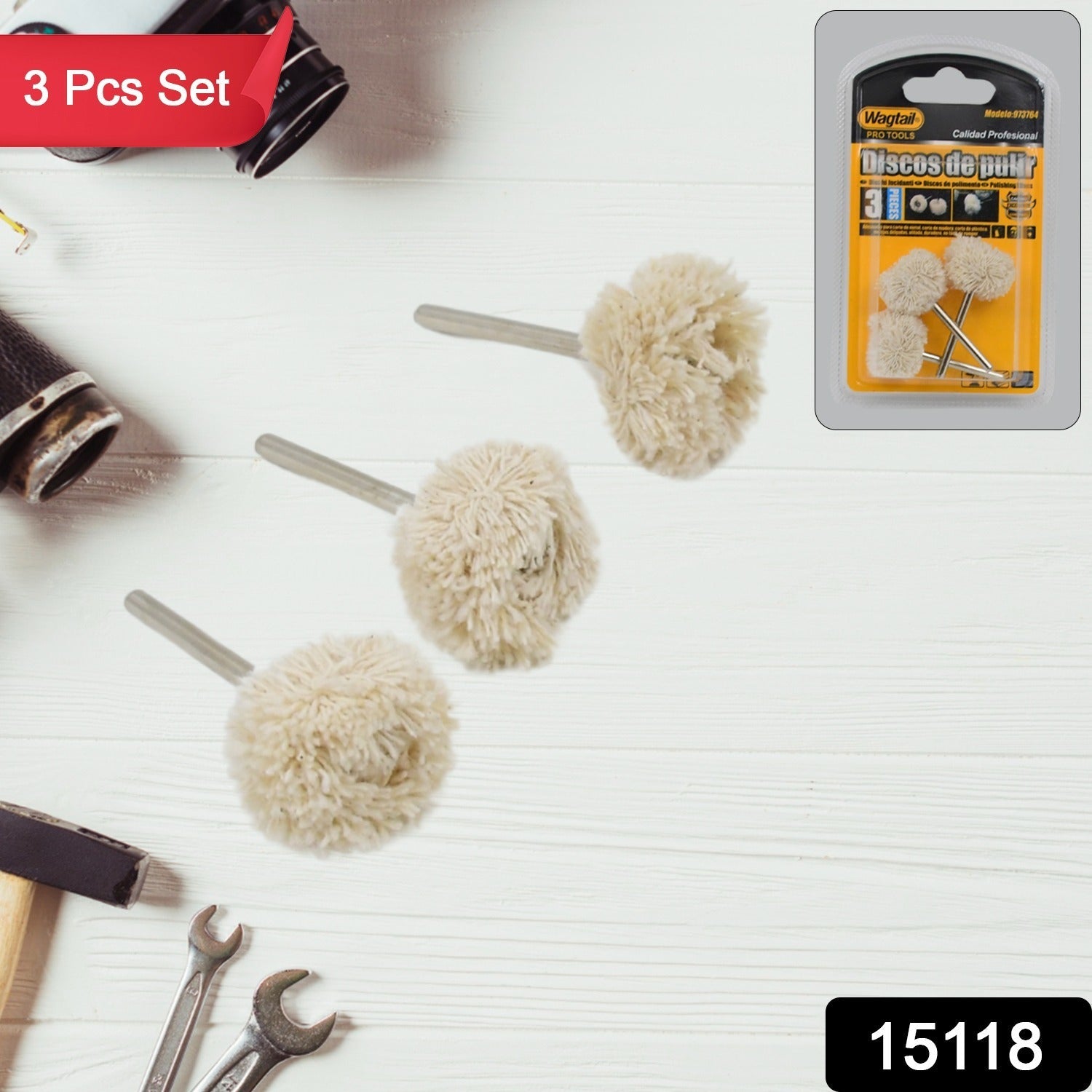 A Dremel rotary tool showcasing the versatile cotton buffing wheels in use.