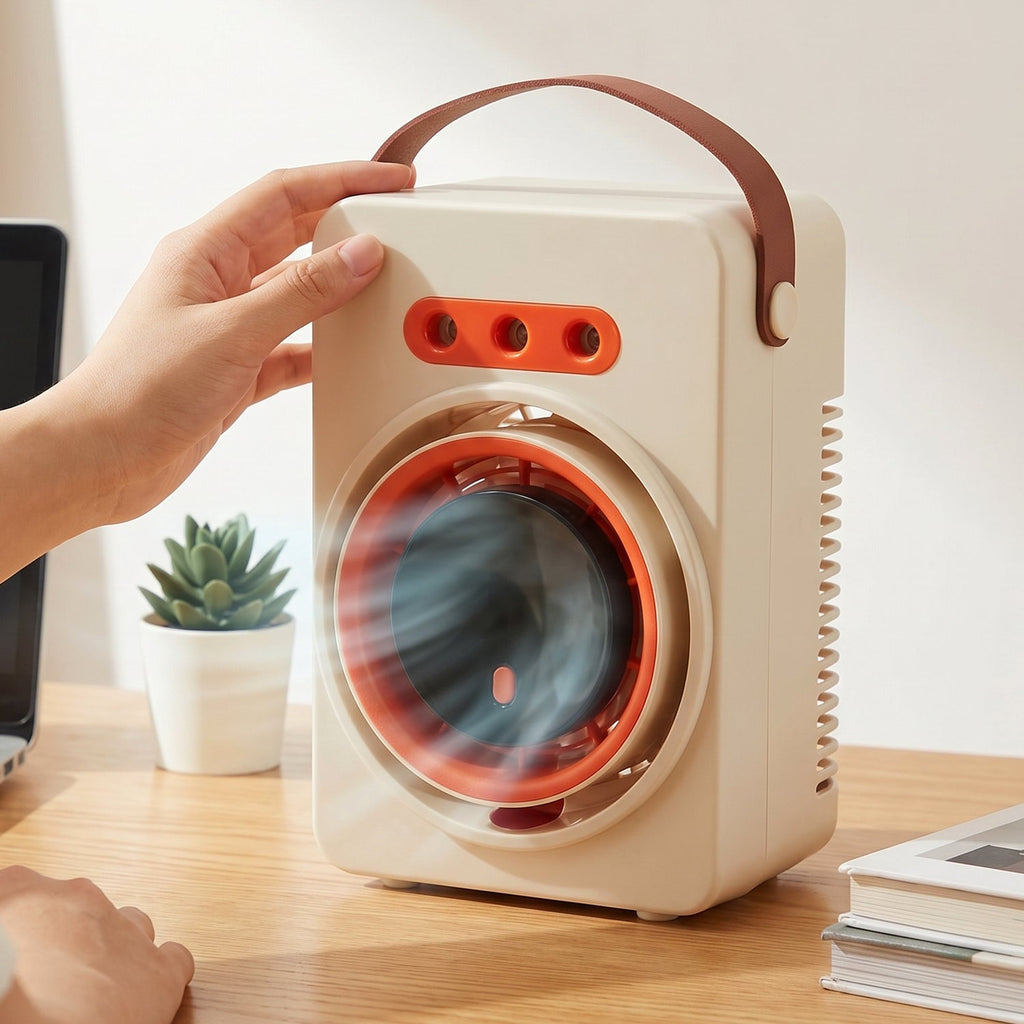 Portable cooling fan with water mist feature for small spaces