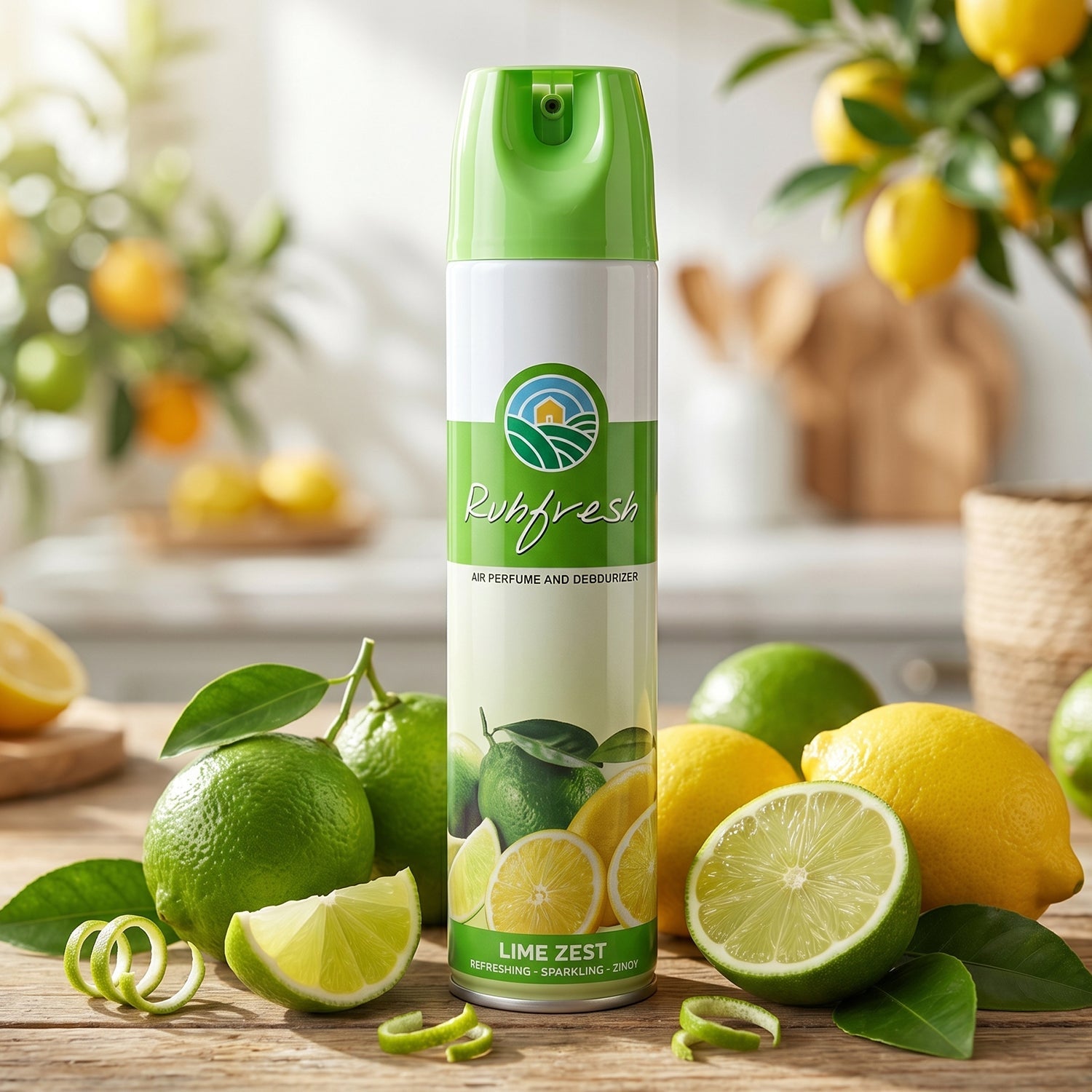 Refreshing Lime Zest room spray in a home setting