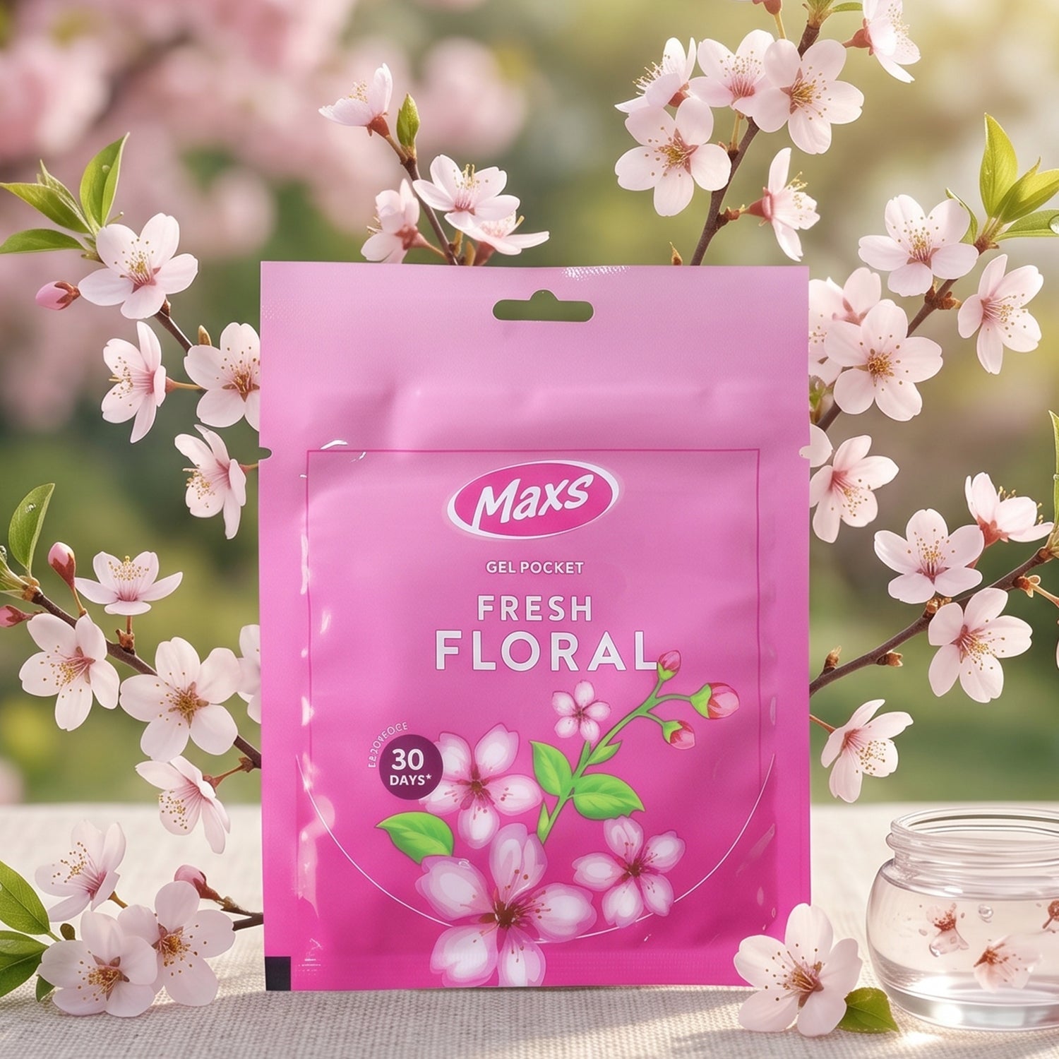 A small, discreet Maxs Gel Air Freshener, perfect for any room or car.