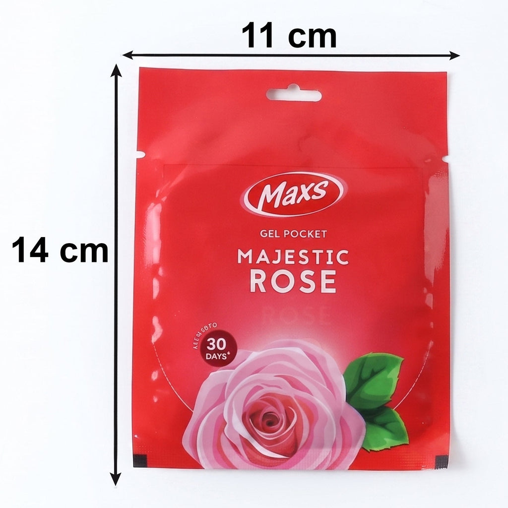 Side view of Maxs gel air freshener showing size and design