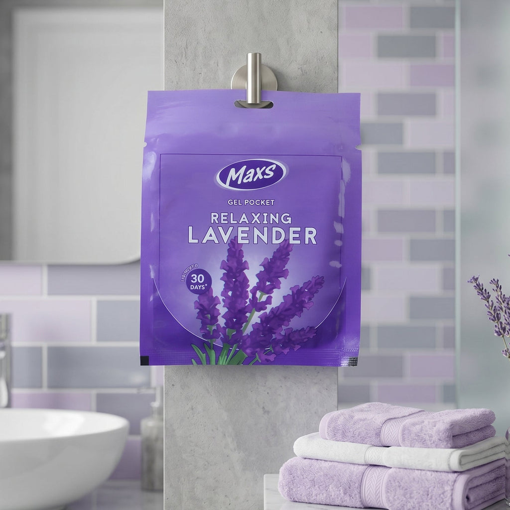 Maxs Lavender Gel Air Freshener in its compact form.