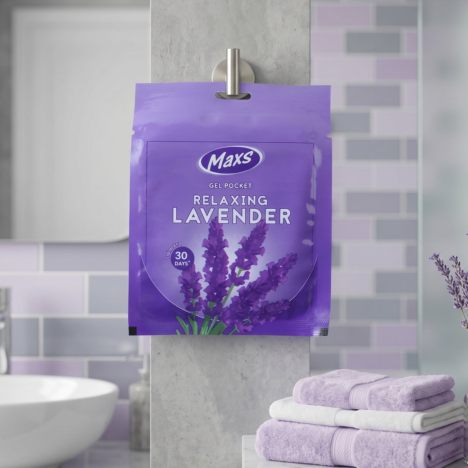 Maxs Lavender Gel Air Freshener in its compact form.