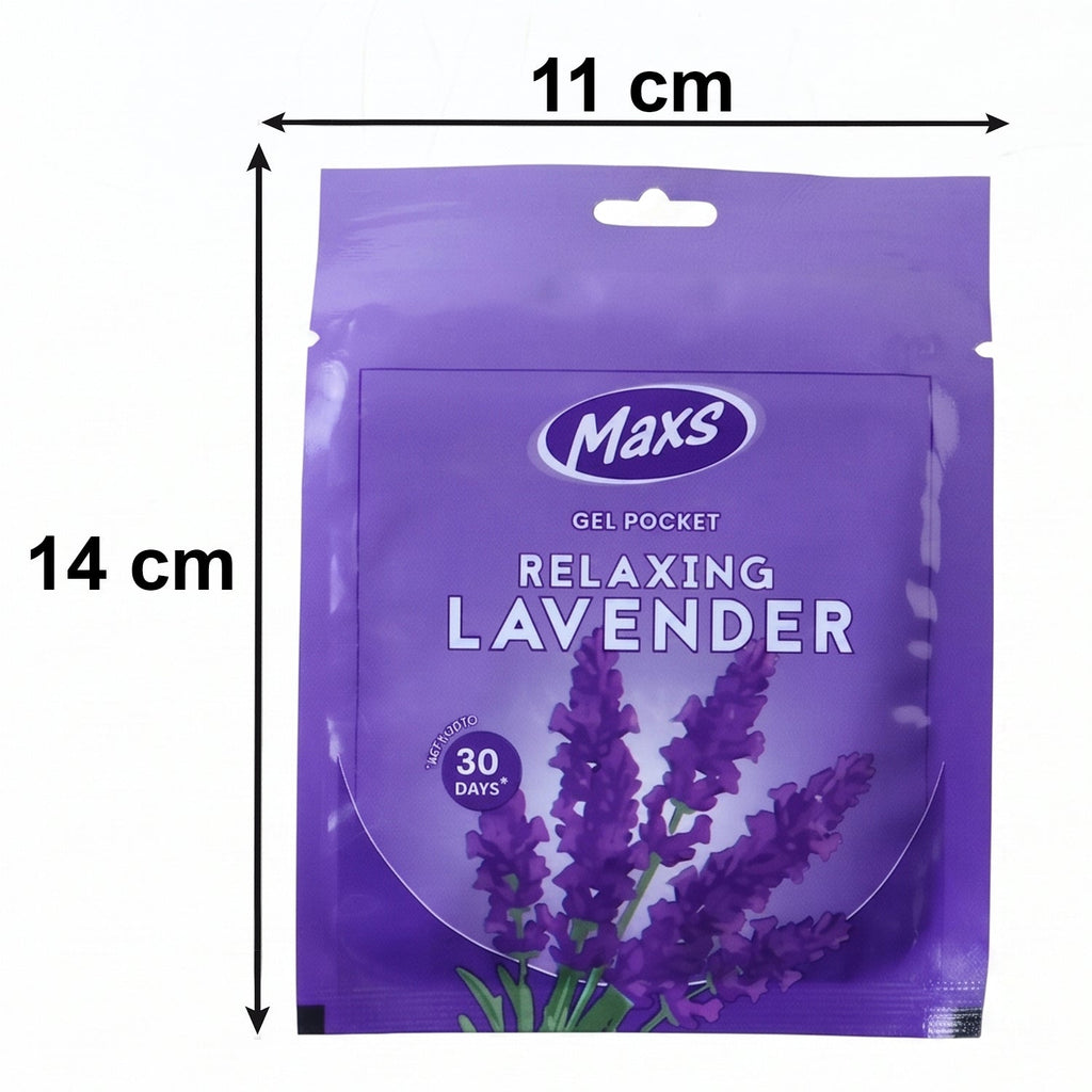 Maxs Lavender Gel Air Freshener packaging details.