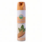 Sandalwood fragrance air freshener spray in compact bottle