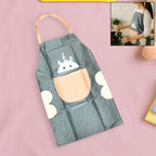 Cute cartoon animal kitchen apron with large front pocket