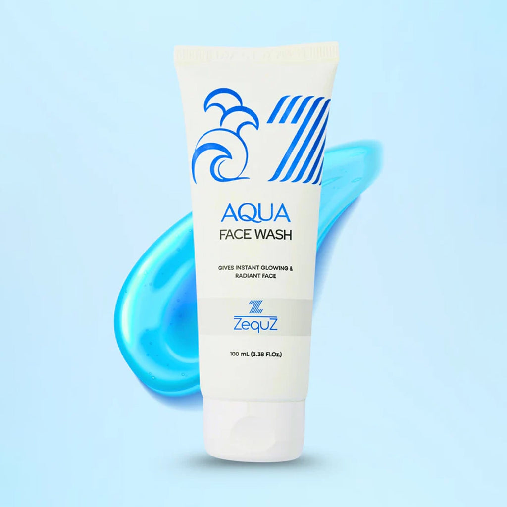 Side angle of Aqua Face Wash tube emphasizing product design