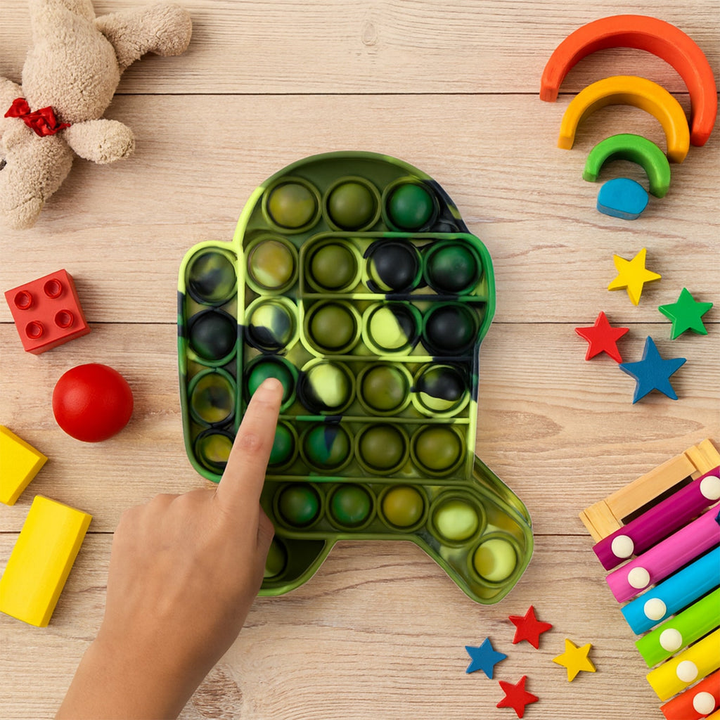 Astronaut themed silicone Pop It Fidget Toy with fun cartoon design