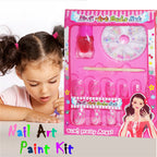 Overhead shot of the Gamevana nail art studio set, highlighting its contents.