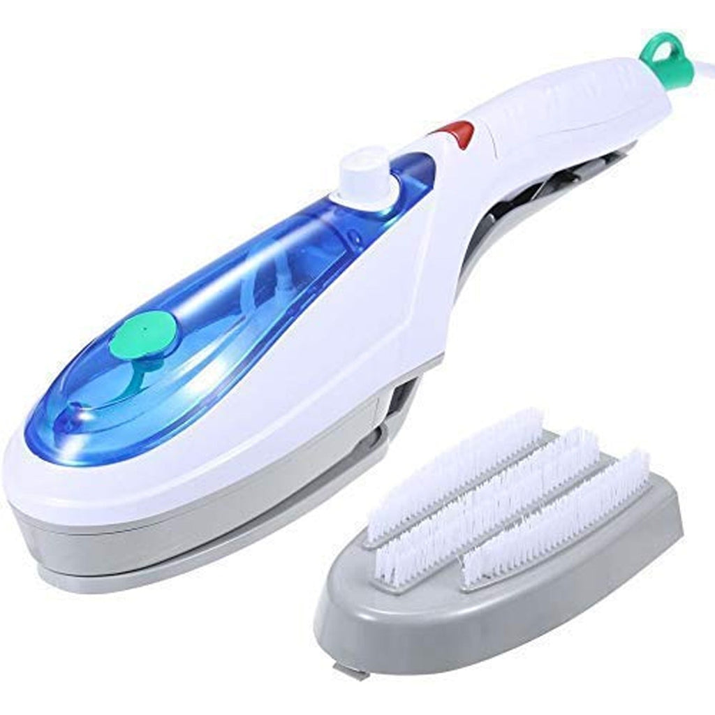 Demonstration of the powerful steam output from the handheld garment steamer.