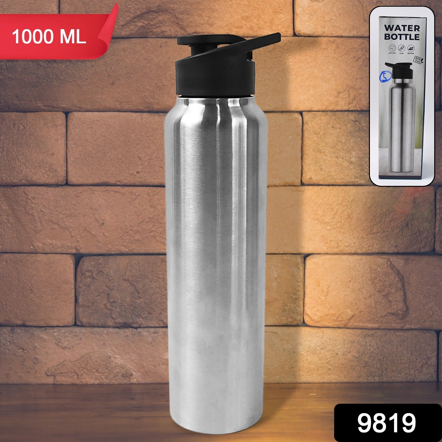 Side profile of leakproof Stainless Steel Water Bottle 1000ML for gym use