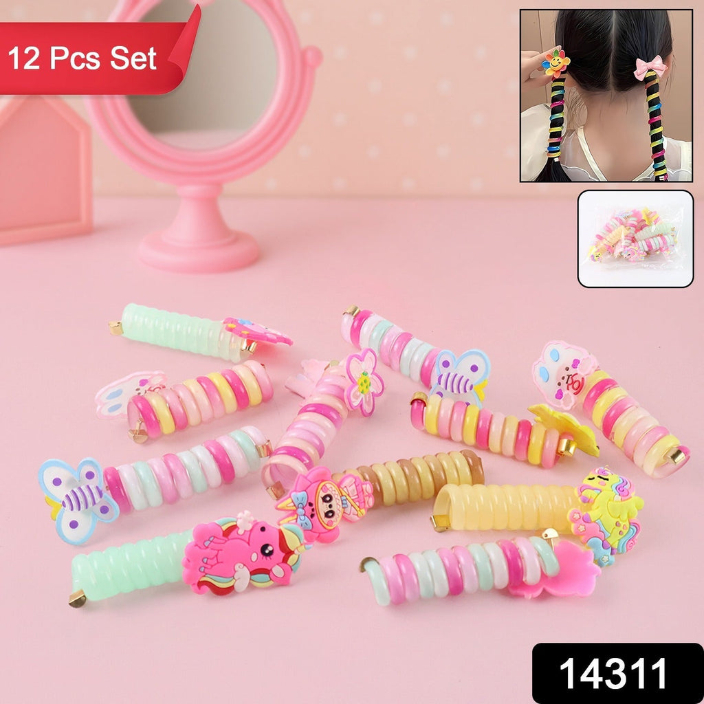 Pack of colorful spiral hair clips designed for kids' braids and twists