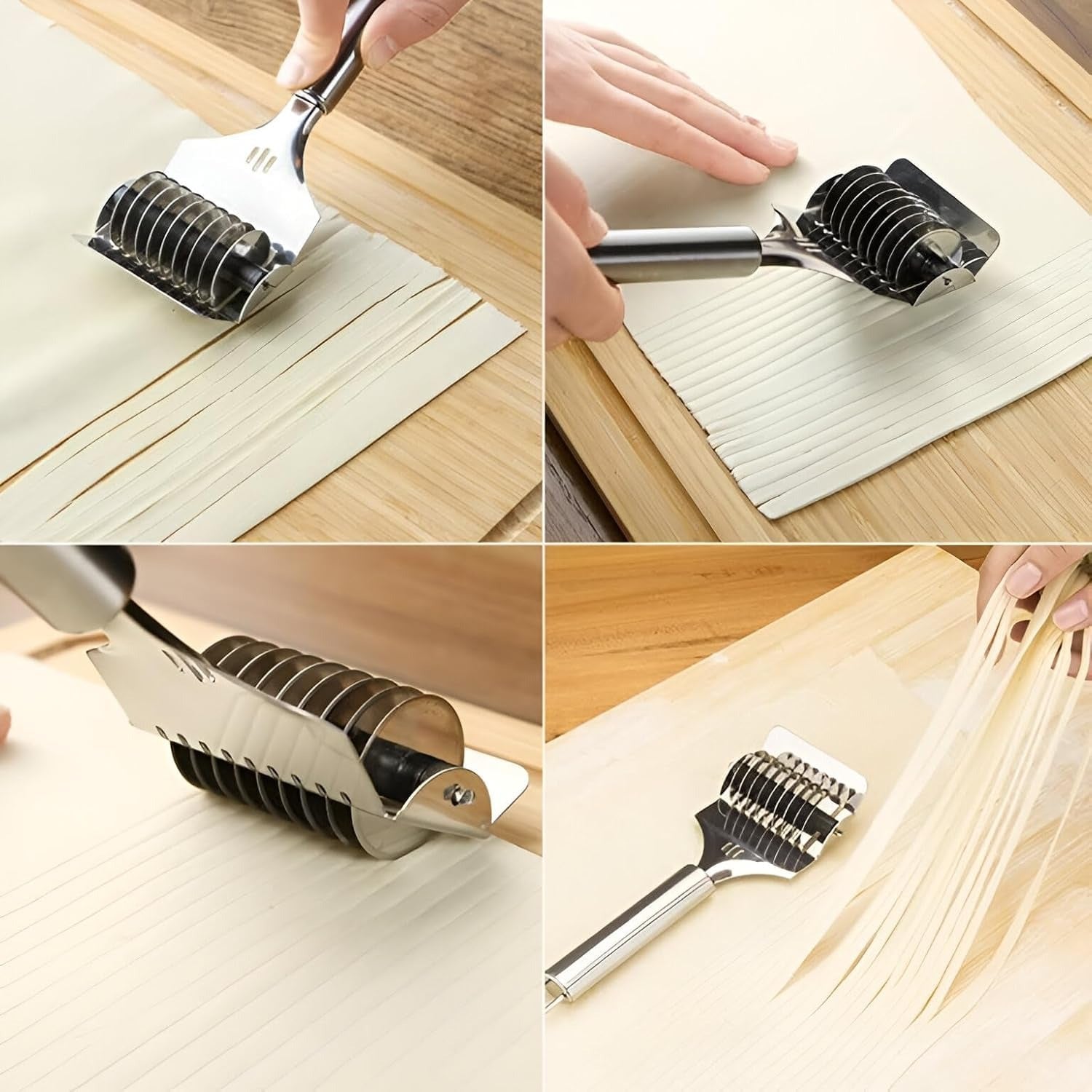Multi-blade manual dough cutter roller kitchen tool