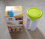 Airtight, transparent storage container with three sections, suitable for various kitchen items.
