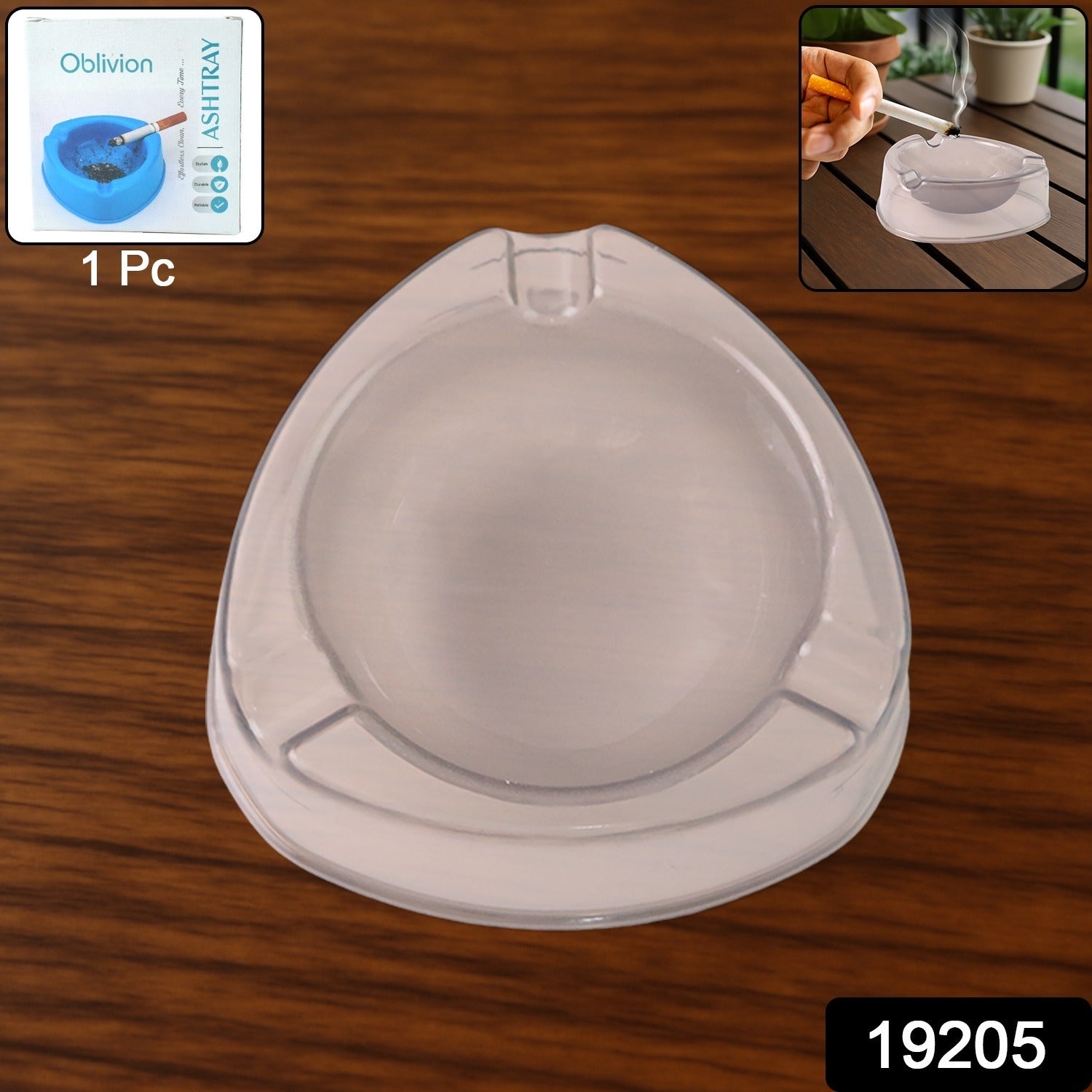 Oblivion ashtray showing large capacity and durable plastic construction