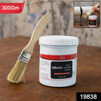 Close-up of black waterproof adhesive paste applied on material surface