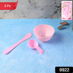 Set of mixing bowl, spatula, and spoon for facial mask preparation