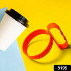 Close-up of the black anti-slip tumbler handle securely fitted on a travel mug.