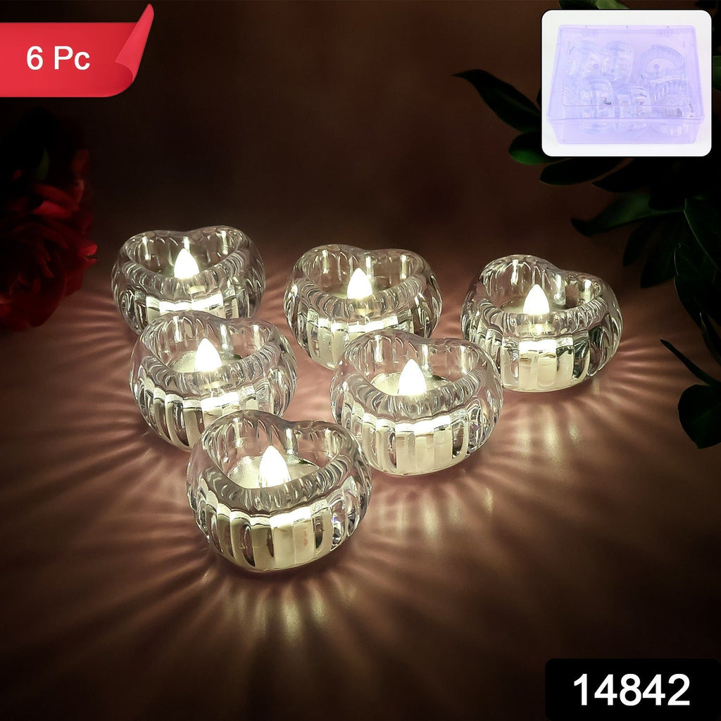 Warm glowing LED crystal tealight candles perfect for home decoration