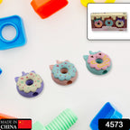 Close-up of cute donut shaped erasers for effortless corrections.