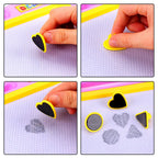 Close-up of an Aditi Magnetic Drawing Board showcasing various magnetic drawings and shapes.