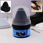 Close-up image of instant shoe shine sponge for leather care