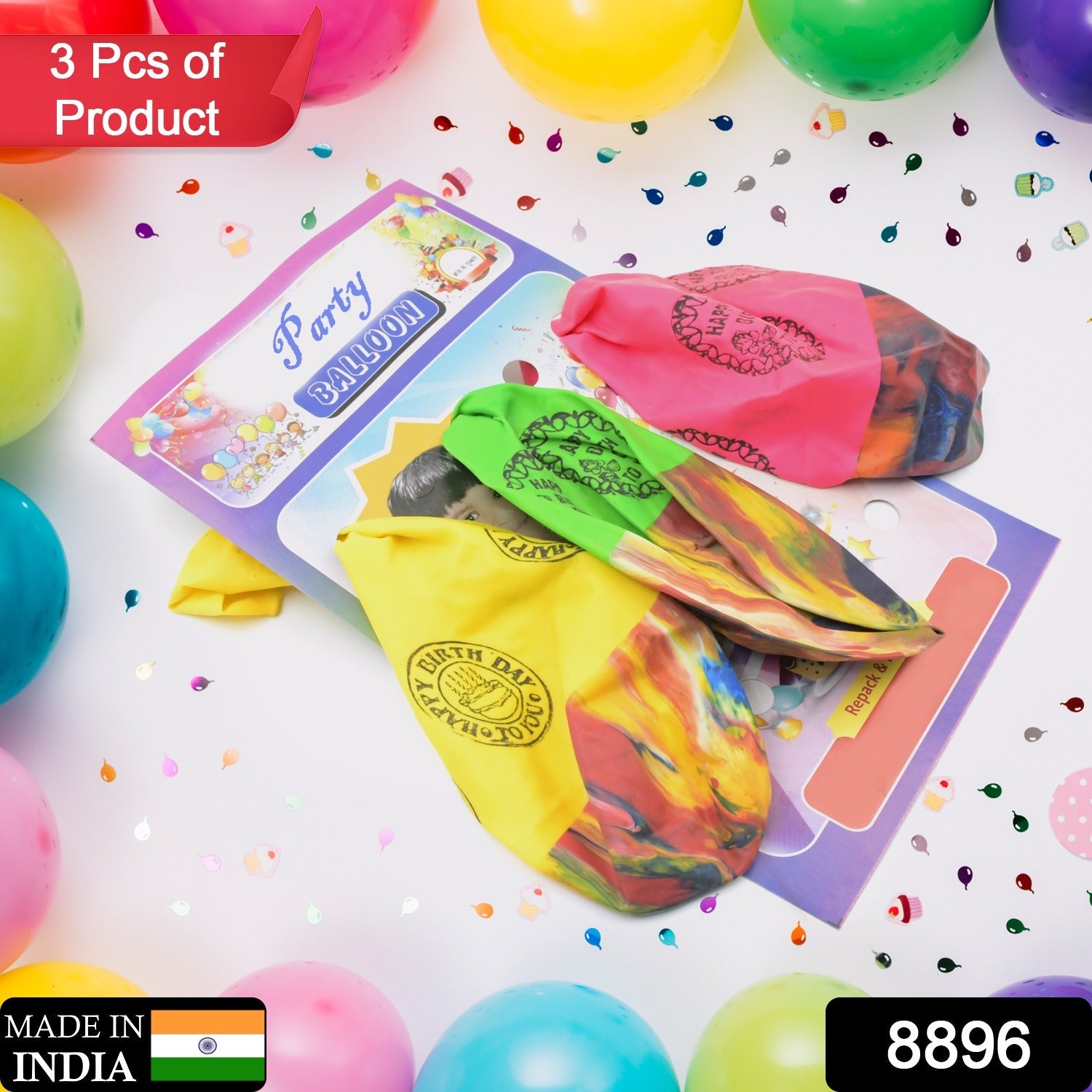 A vibrant assortment of latex balloons in various rainbow colors.