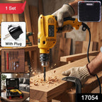 Close-up of electric drill machine kit accessories