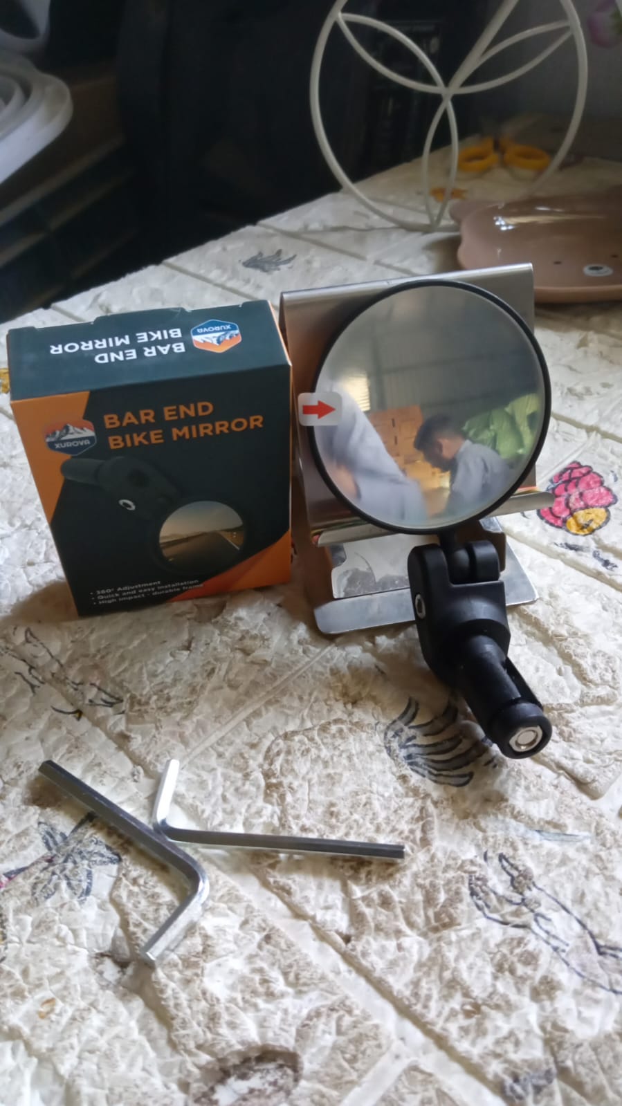 Retail packaging of the RaceVault Bar End Bike Mirror.