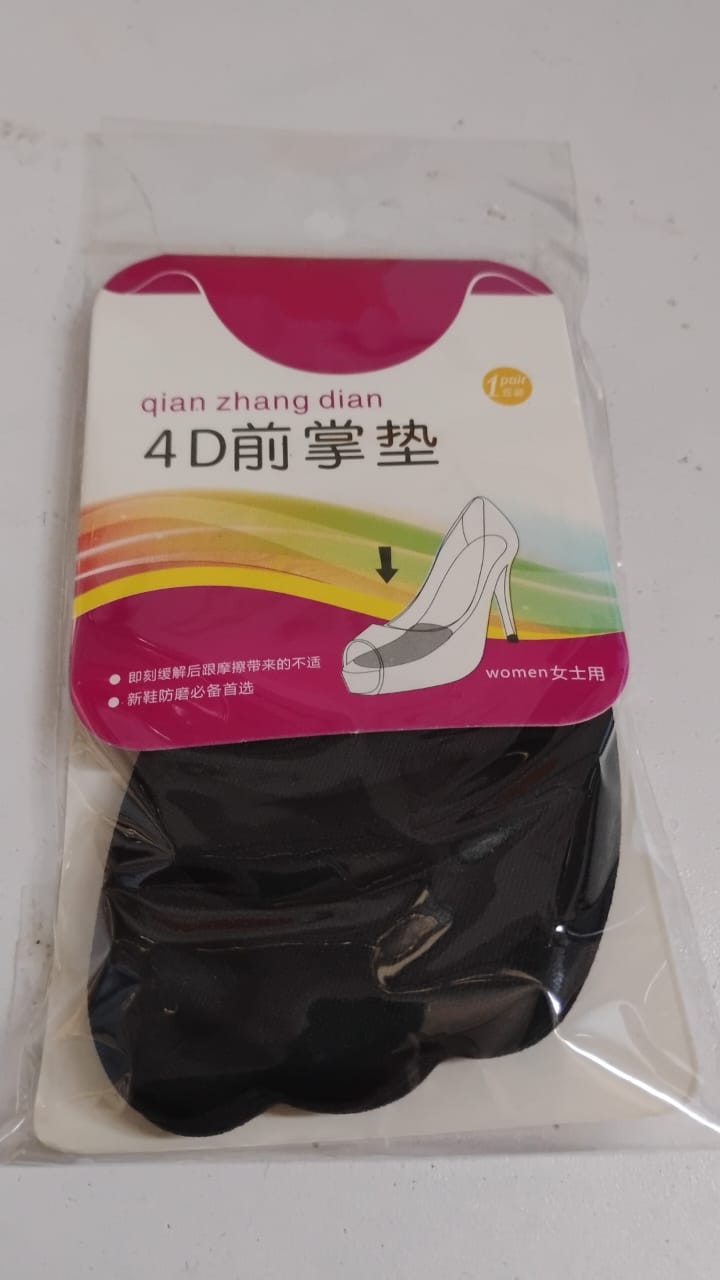 Closeup of black high heel cushion inserts with anti slip surface