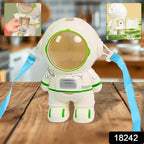 Close-up of the kids astronaut water bottle showing the hidden squeezable silicone cup.
