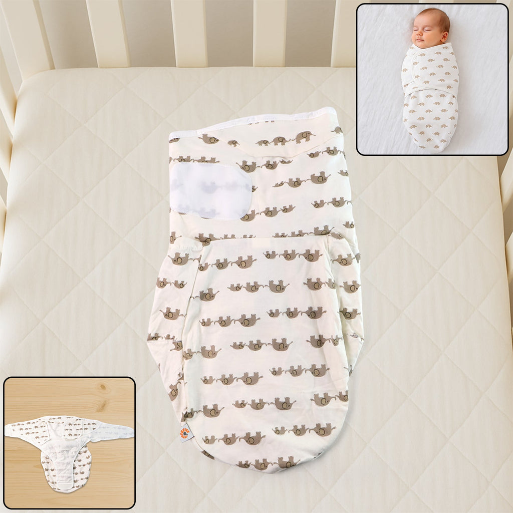 Soft cotton adjustable baby swaddle wrap with animal print