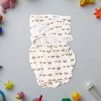 Infant swaddle wrap showing breathable cotton material