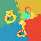 Baby rattle toy with soft grip and rounded edges for safe handling