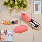 Electric baby nail trimmer with 6 grinding heads displayed on a clean white background.