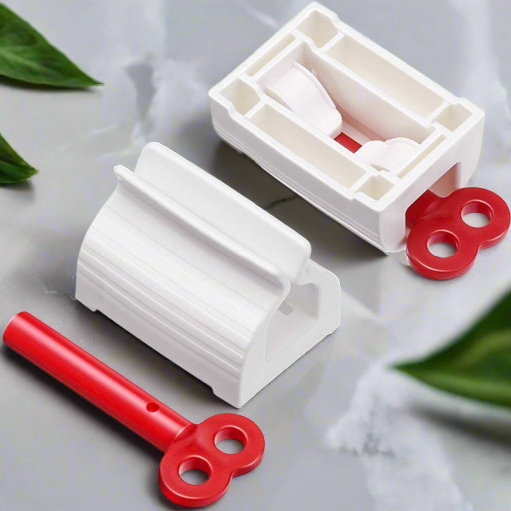 Graphic illustration demonstrating the simple functionality of the toothpaste tube squeezer.