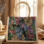 Folded lightweight floral print shopping bag